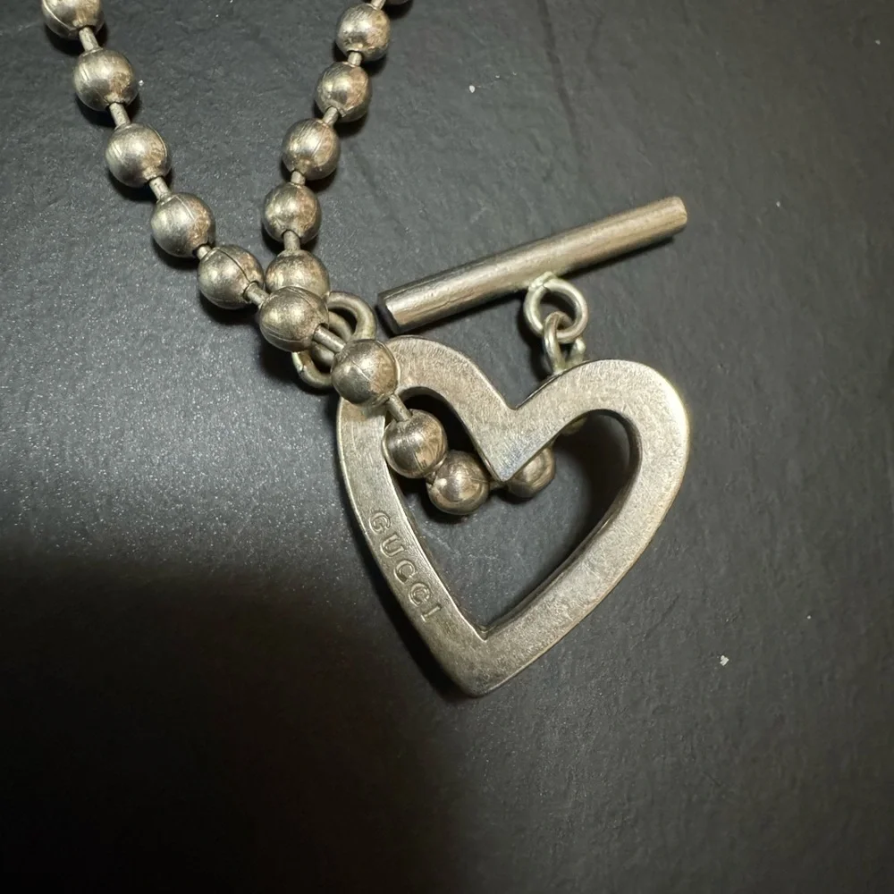 Authentic GUCCI Vintage Heart Necklace 925 SILVER - Picture 5 of 12